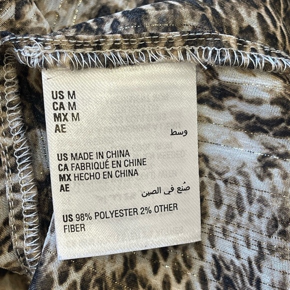 I-N-C - Office Wear Chic Animal Print Snake Pattern Blouse with Tie Neck Size M - Picture 4 of 4